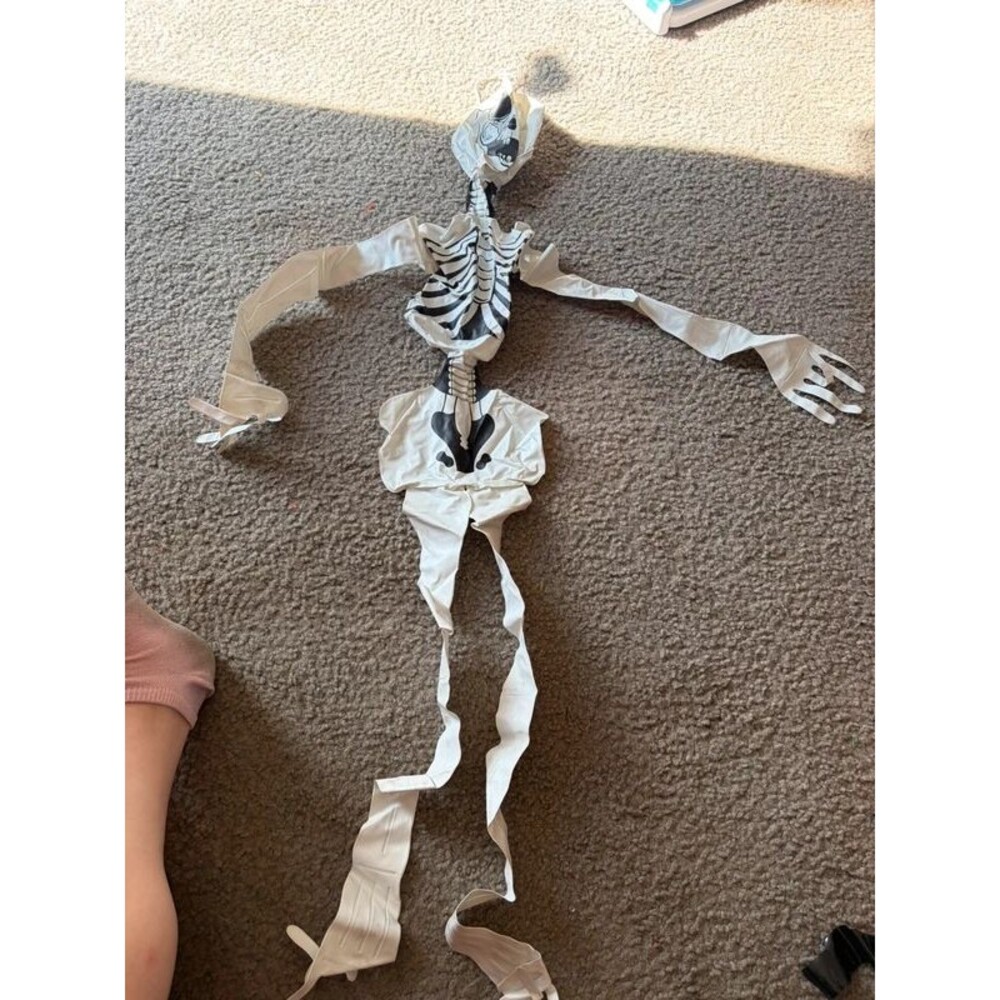 Vintage 80s/90s Inflatable 4ft Skeleton Blow Up Halloween Decoration Fun World